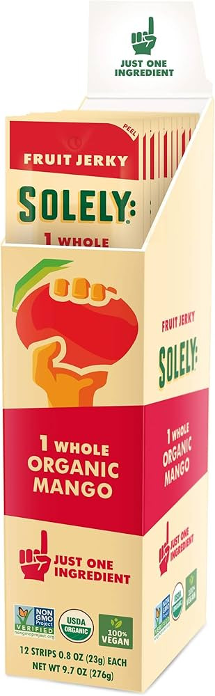 SOLELY Organic Mango Fruit Jerky, 12 Strips – Made from Fresh Fruit, Individually Wrapped Snack... | Amazon (US)