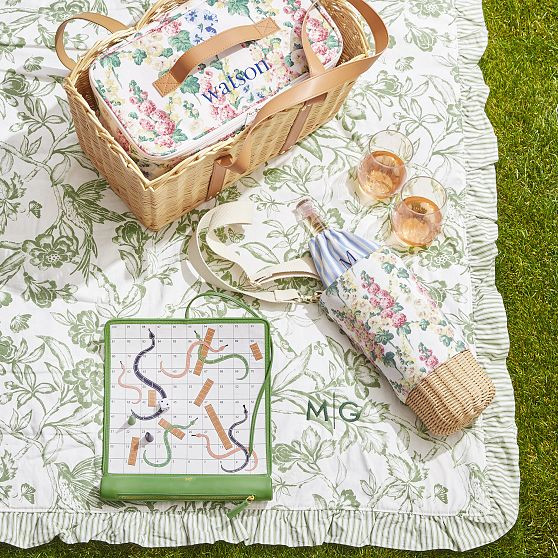 Sanderson Waterproof Ruffle Picnic Blanket | Mark and Graham