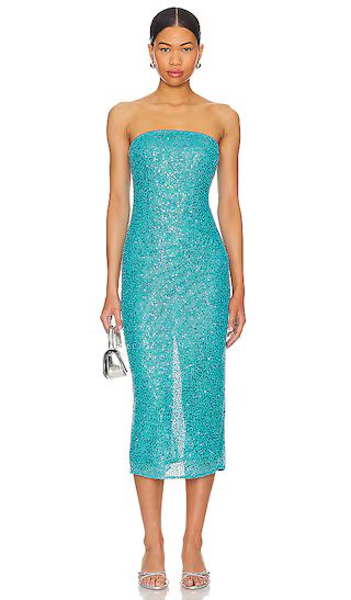 Aine Midi Dress in Turquoise | Revolve Clothing (Global)