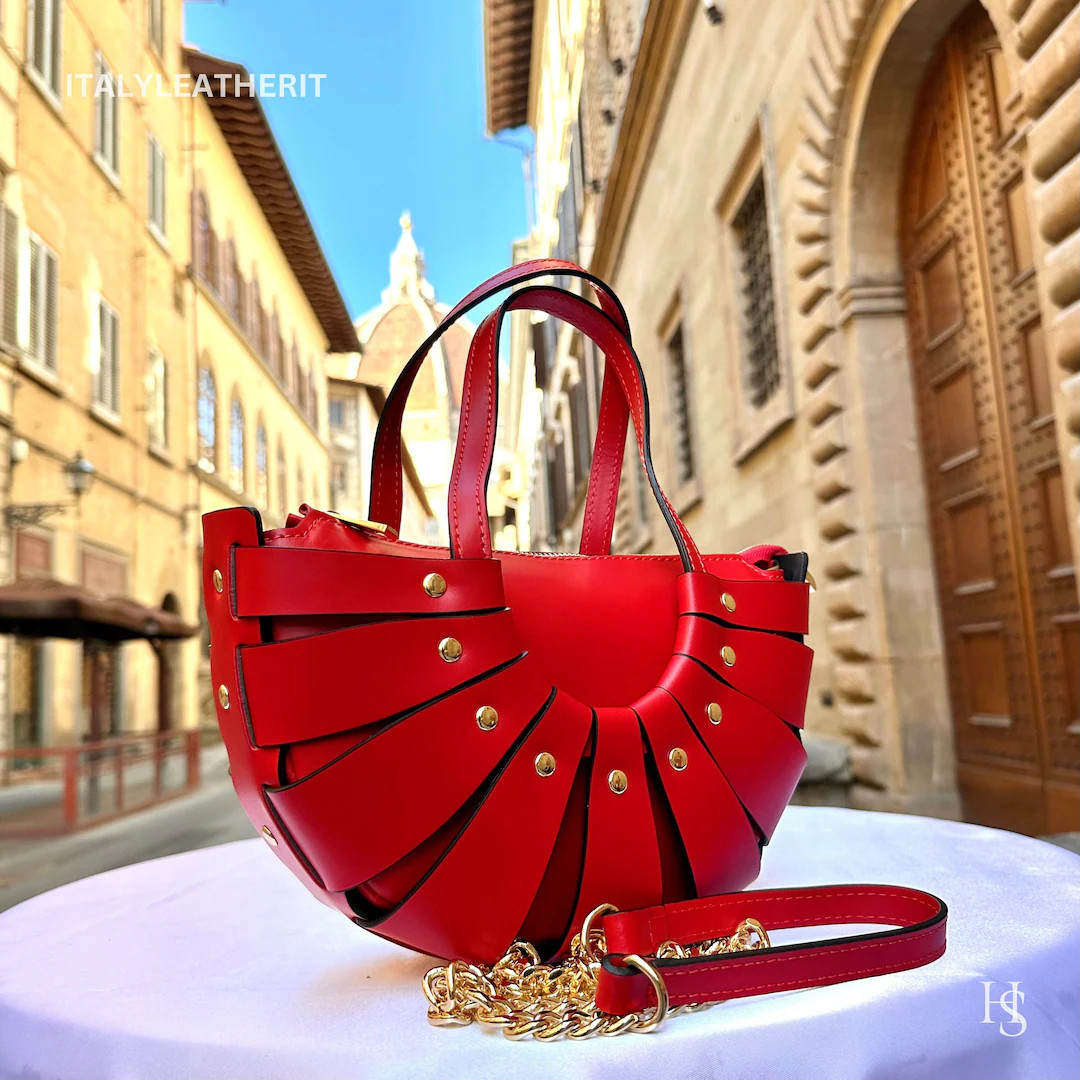 Handmade Italian Leather Tote Bag: Elegant Florence Red - Etsy | Etsy (US)