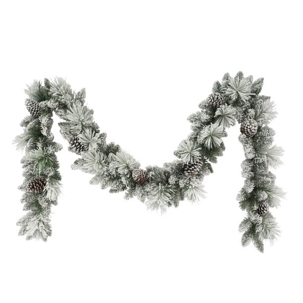 9 ft x 10 in Flocked Berkshire Spruce Garland 170 Tips Pine Cones - Walmart.com | Walmart (US)