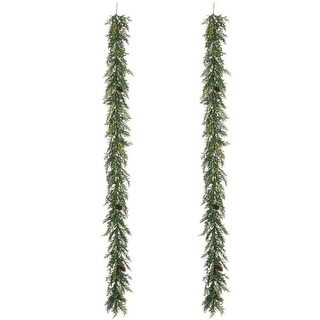 Sullivans 6' Artificial Arborvitae Garland - Set of 2 - Green - 6'L x 5"W x 4"H - Overstock - 348... | Bed Bath & Beyond