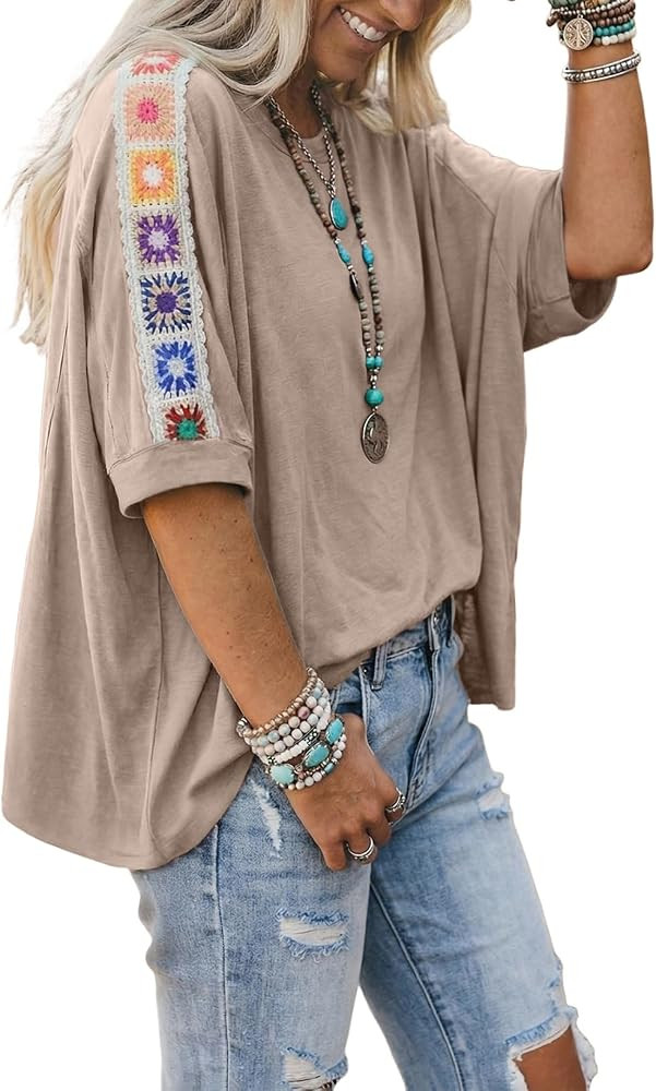 Dokotoo Womens Shirts 2026 Beach Oversize Tops Vacation Embroidered Blouses | Amazon (US)