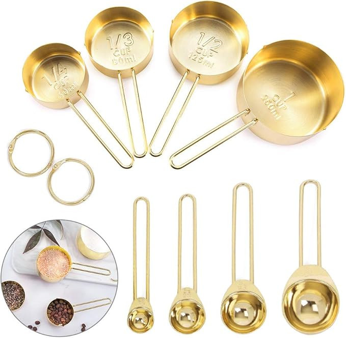 Global-store Measuring Spoons and Cups, 8 Piece Stainless Steel Measuring Cups and Spoons Set wit... | Amazon (US)