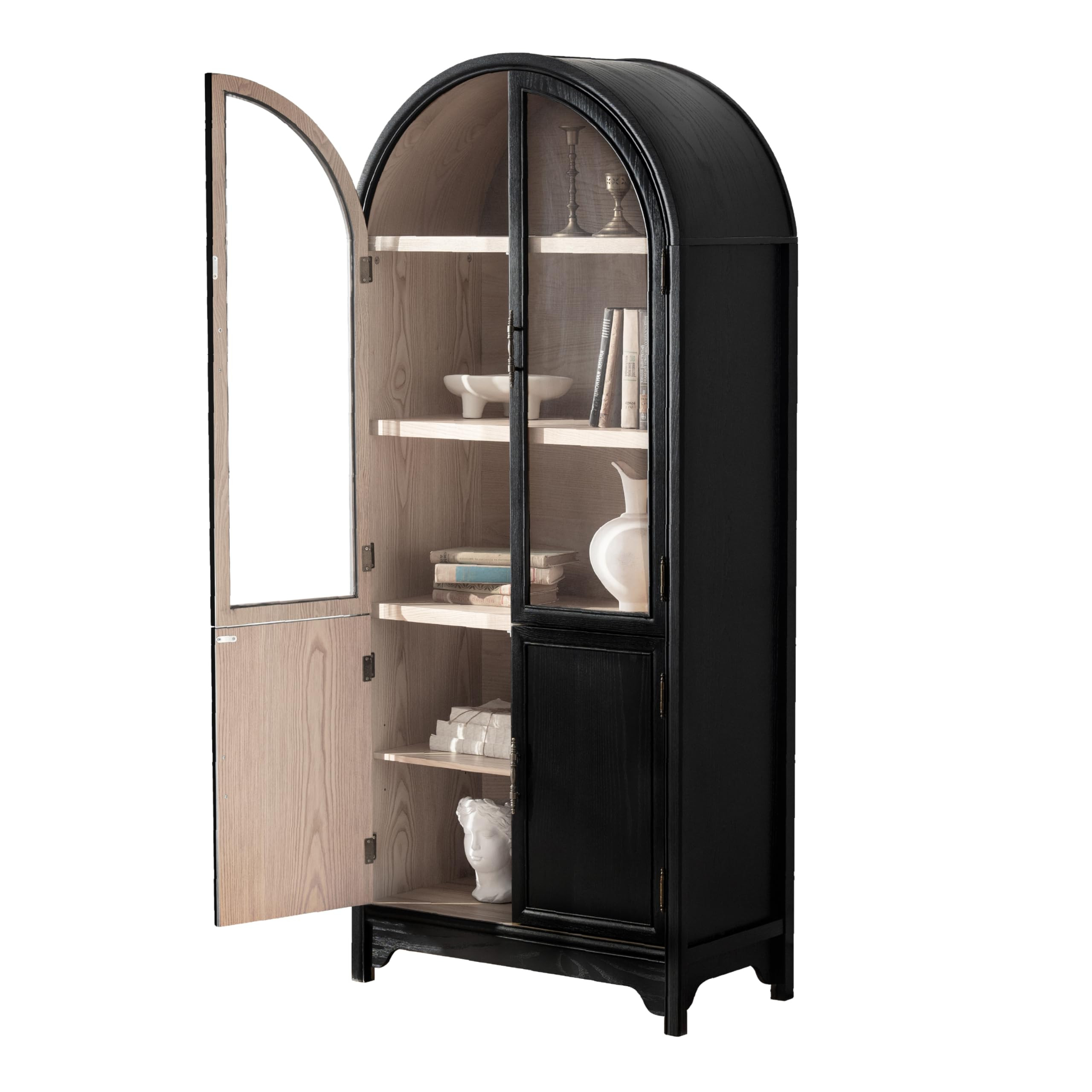 Solid Wood Arched Storage Cabinet- Natural Wood Veneers& Water Based Paint Finished- Vintage 71 I... | Amazon (US)