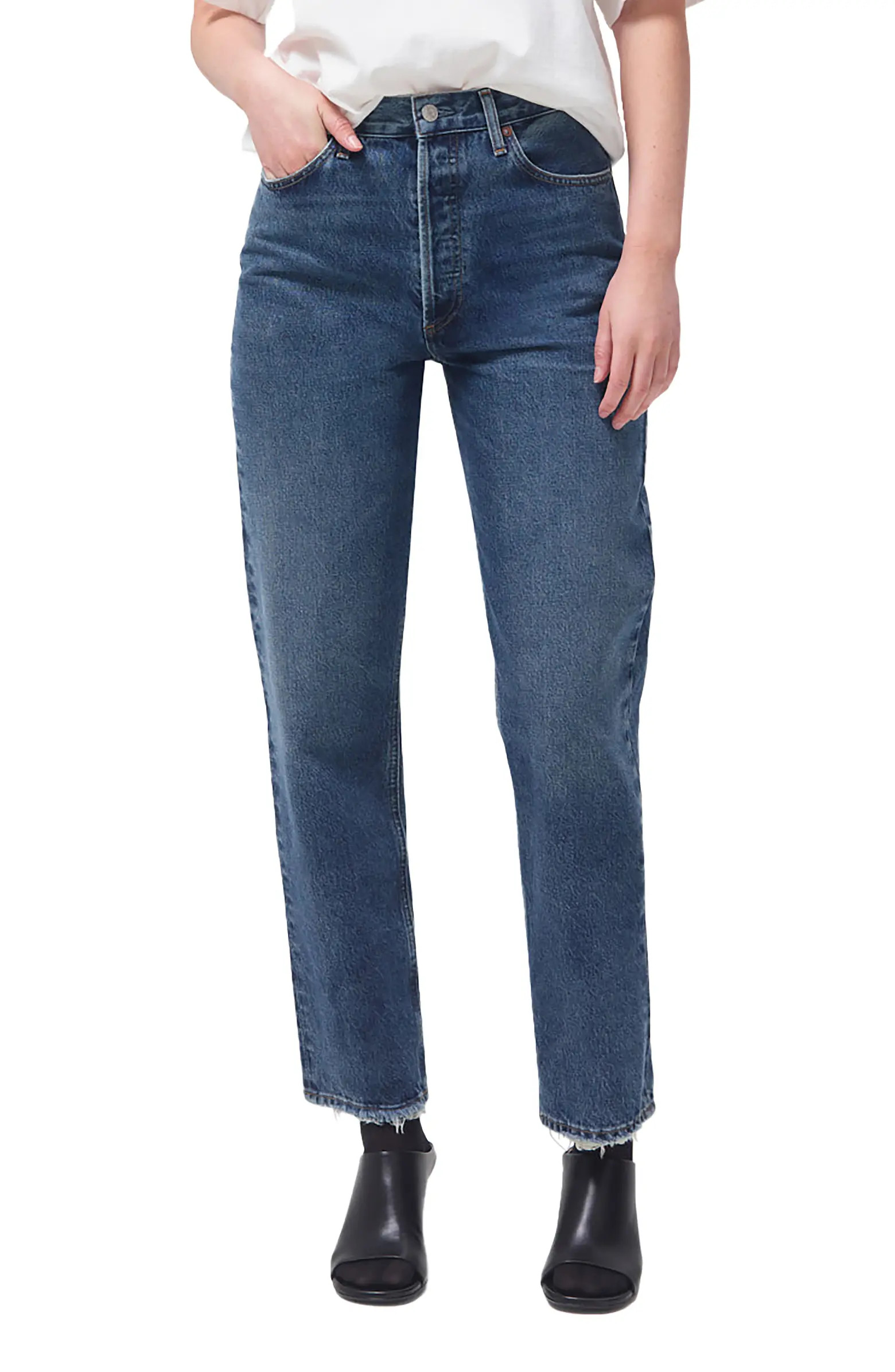'90s Pinch High Waist Straight Leg Organic Cotton Jeans | Nordstrom