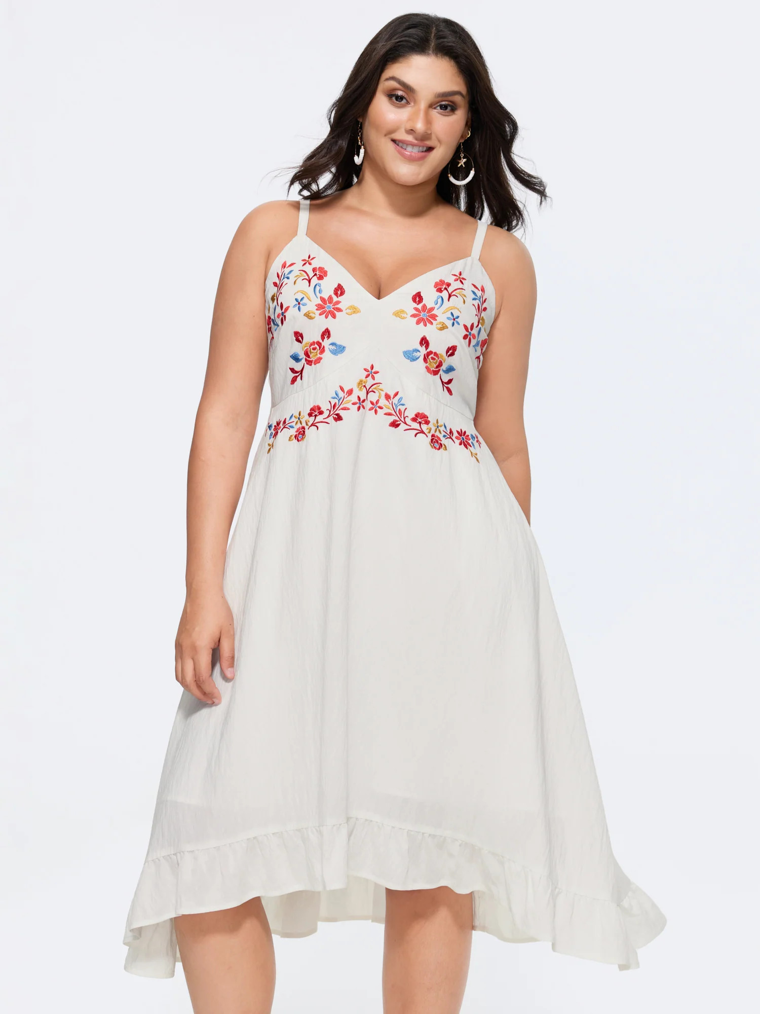 Floral Embroidered Flowy Midi Dress | Bloomchic