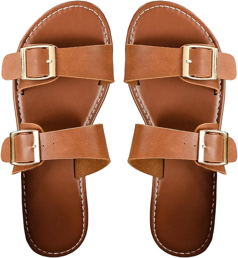 Verdusa Women's Buckle Adjustable Sandals Open Toe Outdoor Slide Sandals Summer Shoes | Amazon (US)