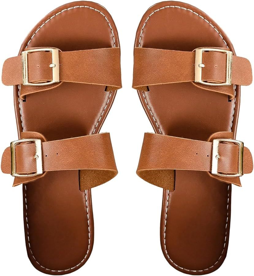 Verdusa Women's Buckle Adjustable Sandals Open Toe Outdoor Slide Sandals Summer Shoes | Amazon (US)