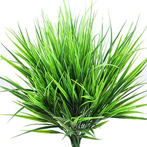 Artificial Plants,JUSTOYOU 4pcs Faux Plastic Wheat Grass Fake Leaves Shrubs Landscaping Greenery Bus | Amazon (US)