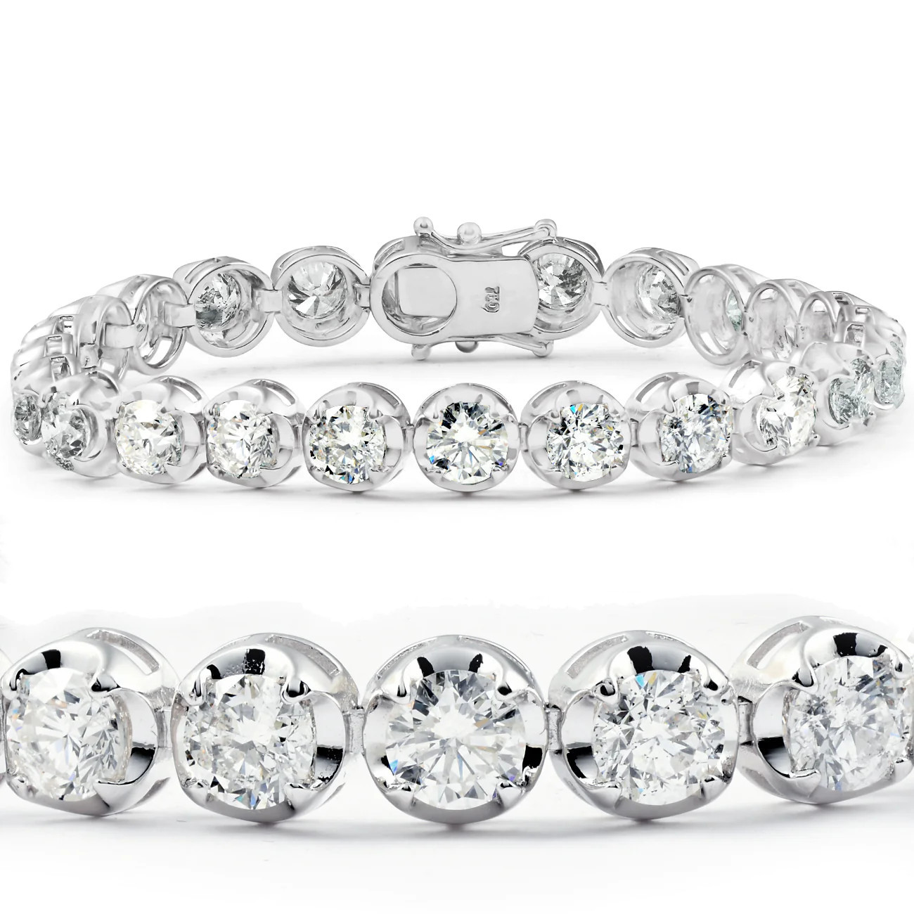 15 Ct Diamond Tennis Bracelet 18k White Gold 7" Double Locking Clasp | Shop Simon