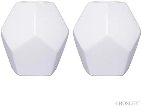Hosley Set of 2 Geometric White Ceramic Vase 4.9 Inch High. Ideal Gift for Wedding Bridal or Part... | Amazon (US)