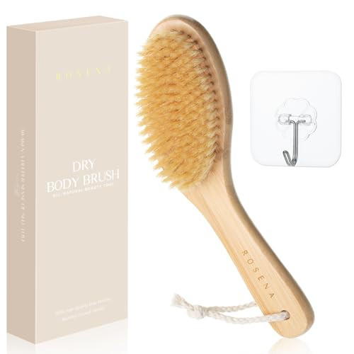 ROSENA Dry Brushing Body Brush with Curved Handle - Dry Brush Natural Boar Bristles, Bamboo, Ergonomic Design for Exfoliating & Lymphatic Drainage, Sustainable Materials | Amazon (US)