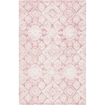 Metro MET987 Hand Tufted Indoor Area Rug - Dark Pink/Ivory - 6'x9' - Safavieh: Medallion Pattern, Wool-Cotton Blend, Low Pile | Target