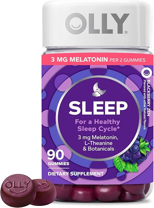 OLLY Sleep Gummy, 3mg Melatonin, L-Theanine, Chamomile, Lemon Balm, Sleep Aid, BlackBerry, 90 Cou... | Amazon (US)