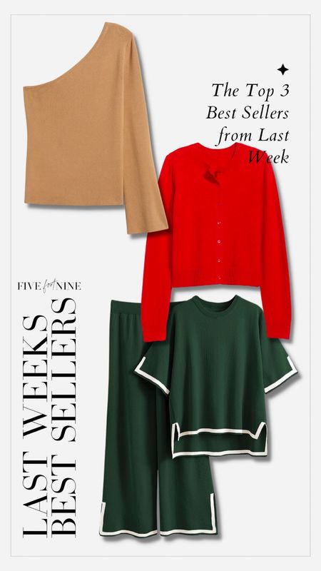 Best sellers, one shoulder sweater, Amazon sweater set, red cardigan 

#LTKfindsunder50 #LTKsalealert