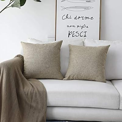 Home Brilliant Burlap Linen Textured Cushion Covers Decorative Throw Pillow Cover for Sofa Couch ... | Amazon (US)