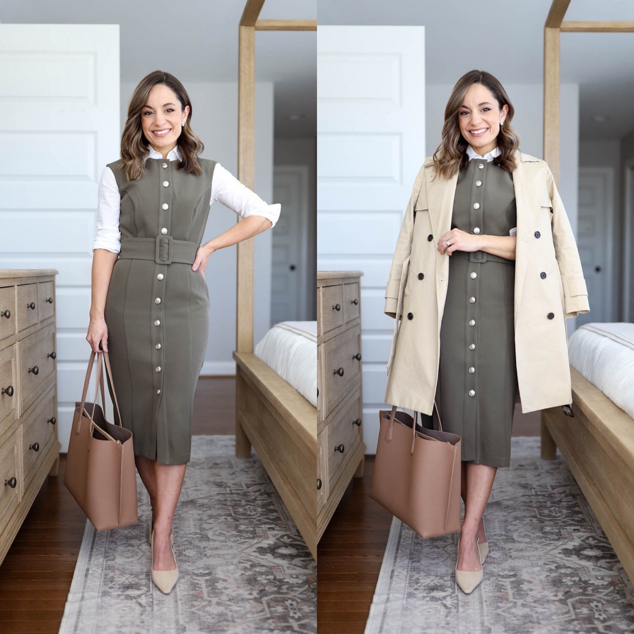 One dress all seasons! Styling a sleeveless dress through all seasons. 

Dress (WHBM): petite 0 - recommend petite 00 if you go off of my sizing, it’s large on me in petite 0 
Top (J.Crew Factory): petite 
Jacket (J.Crew): petite 00 — runs slim through the arms 
Heels (Sam Edelman) 
Tote (Quince)

My measurements for reference: I’m 4’10” and 105lbs. My bust, waist, and hip measurement is 32”, 24”, and 36”.

#WHBMpartner @WHBM 

#LTKPetite #LTKWorkwear