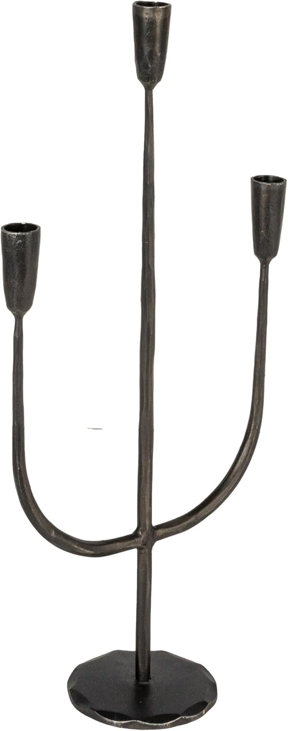 Creative Co-Op Tall Artisanal Metal Candelabra, Black | Amazon (US)