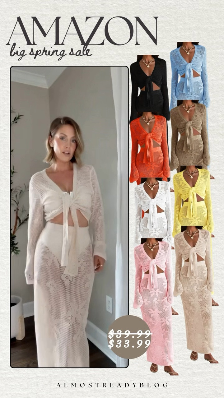 Amazon coverup on sale! Comes in so many different colors
Size 4 top and bottoms / Size Small Amazon coverup 🤩 Obsessed! 

lace cover up, crochet cover up, resort outfit, beach vacation, spring break, summer must have, amazon deals, amanda west, almostreadyblog

#LTKSwim #LTKSeasonal #LTKSaleAlert