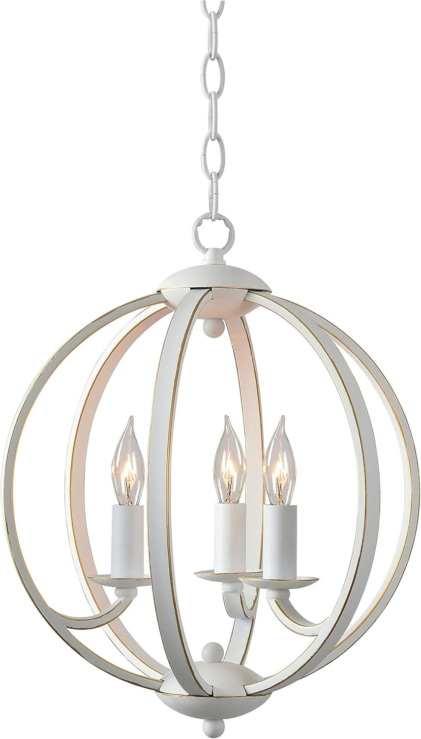 Kenroy Home 93923WH Opal Fixtures, 3 Light Chandelier, Weathered White with Gold | Amazon (US)