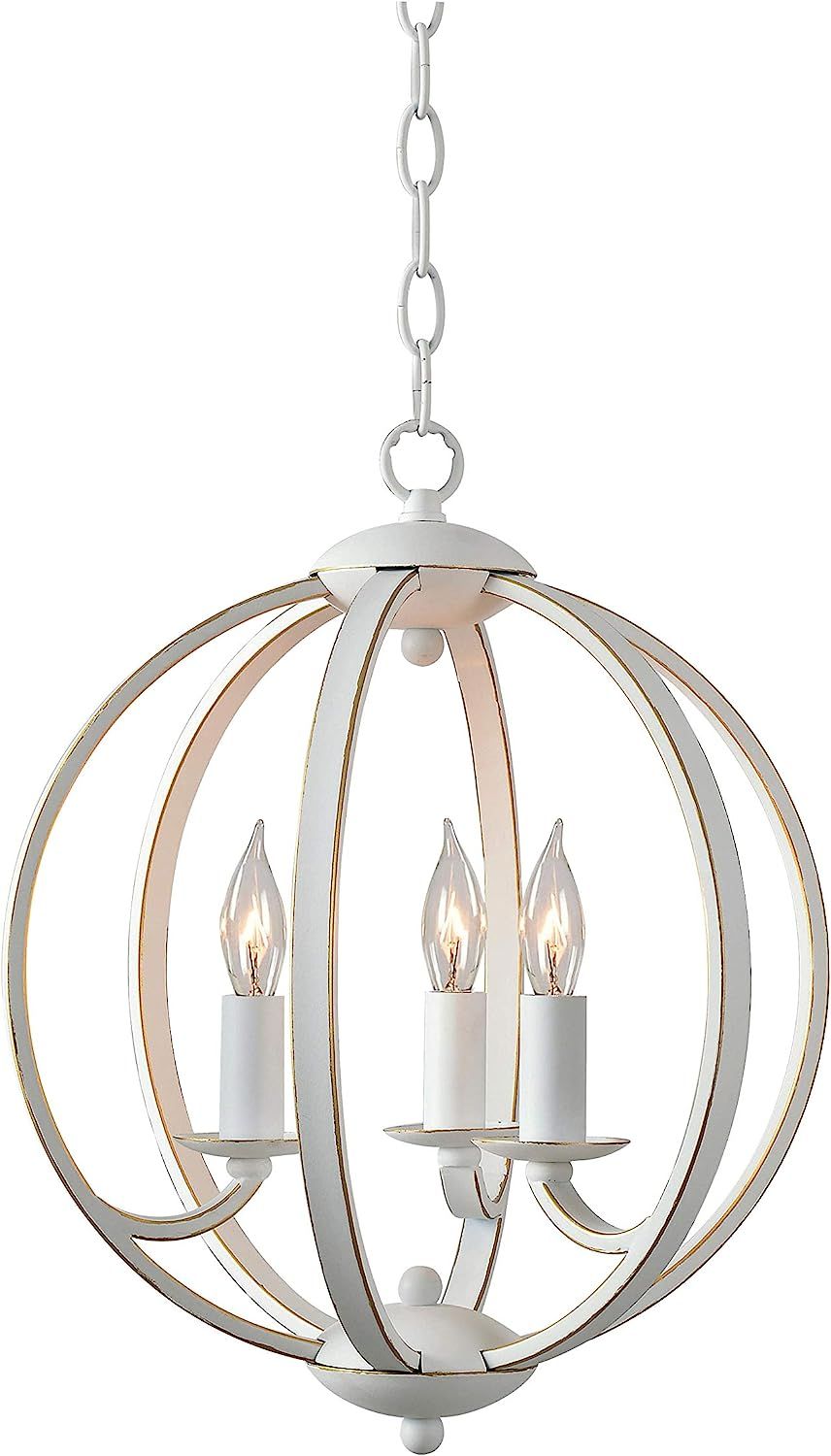 Kenroy Home 93923WH Opal Fixtures, 3 Light Chandelier, Weathered White with Gold | Amazon (US)