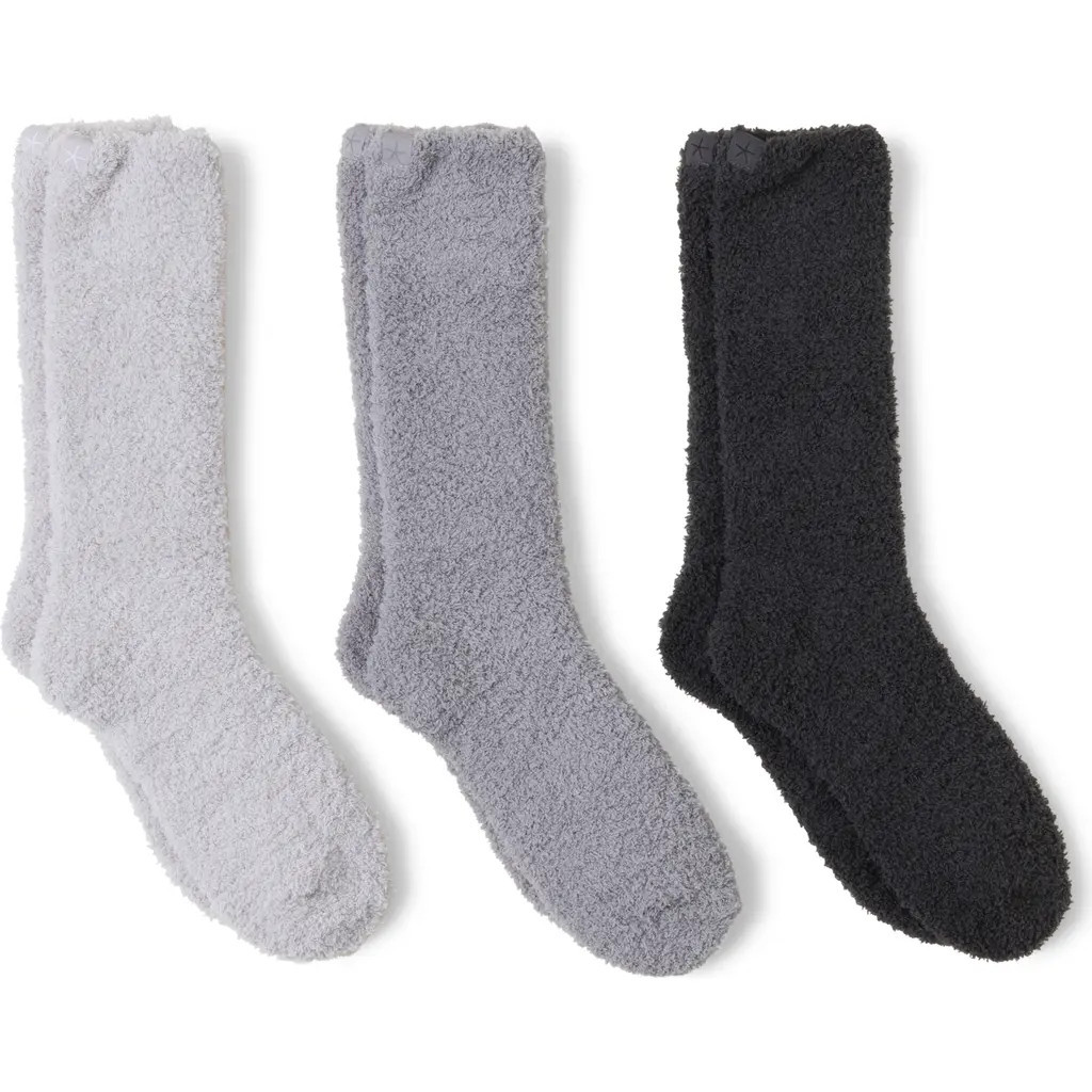 barefoot dreams CozyChic™ Assorted 3-Pack Crew Socks in Carbon Multi at Nordstrom | Nordstrom