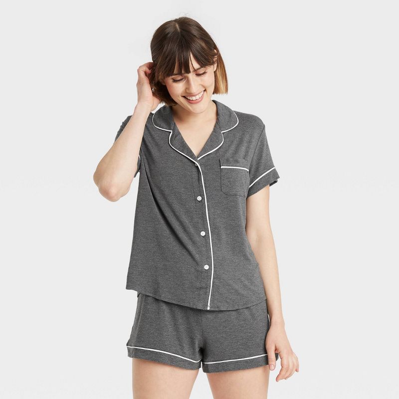 Women's Beautifully Soft Short Sleeve Notch Collar Top and Shorts Pajama Set - Stars Above™ | Target