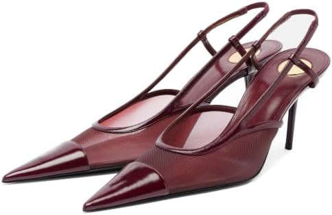 Goolita Pointed Closed Toe Slingback Heels for Women, Sexy Stiletto Heels Slip On Mesh Pump Backl... | Amazon (US)