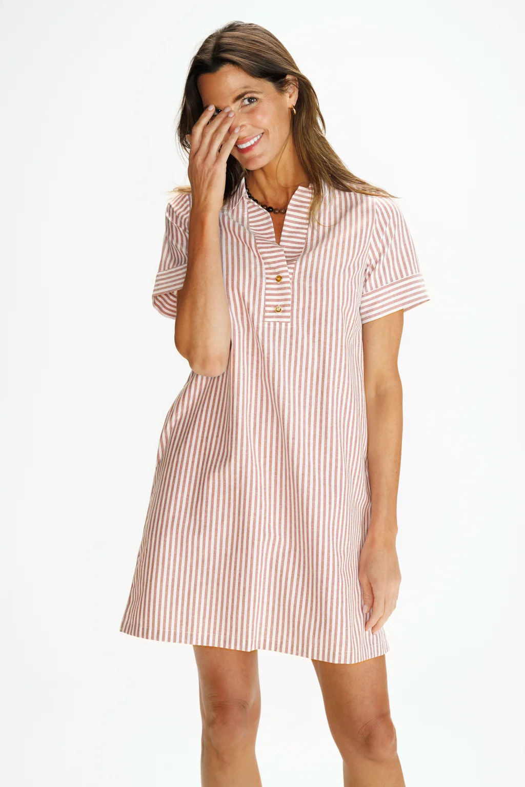 Banks Dress in Auburn Oxford Stripe | Duffield Lane