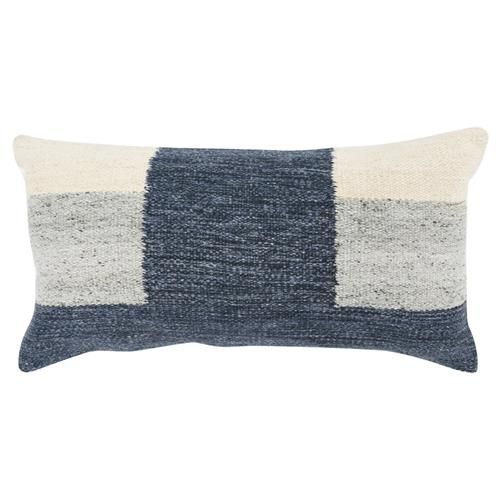 Khari Coastal Beach Blue Lumbar Pillow - 14x26 | Kathy Kuo Home