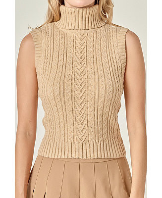 Women's Cable Mock Neck Knit Top | Macy's