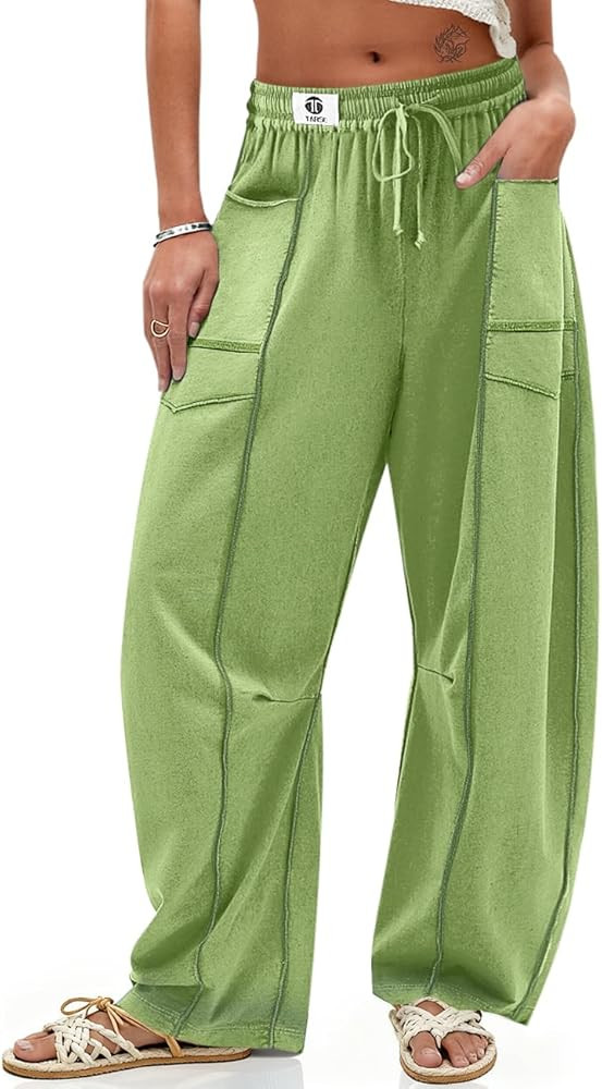TARSE Womens Barrel Linen Pants High Waisted Harem Casual Loose Fit Wide Leg Baggy Drawstring Pan... | Amazon (US)