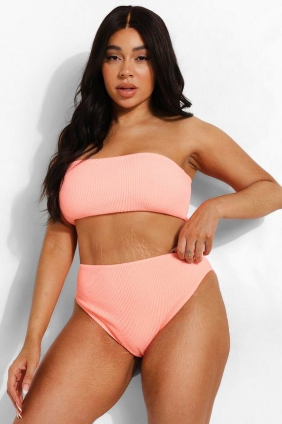 Plus Mix & Match Crinkle Bandeau Bikini Top | Boohoo.com (US & CA)