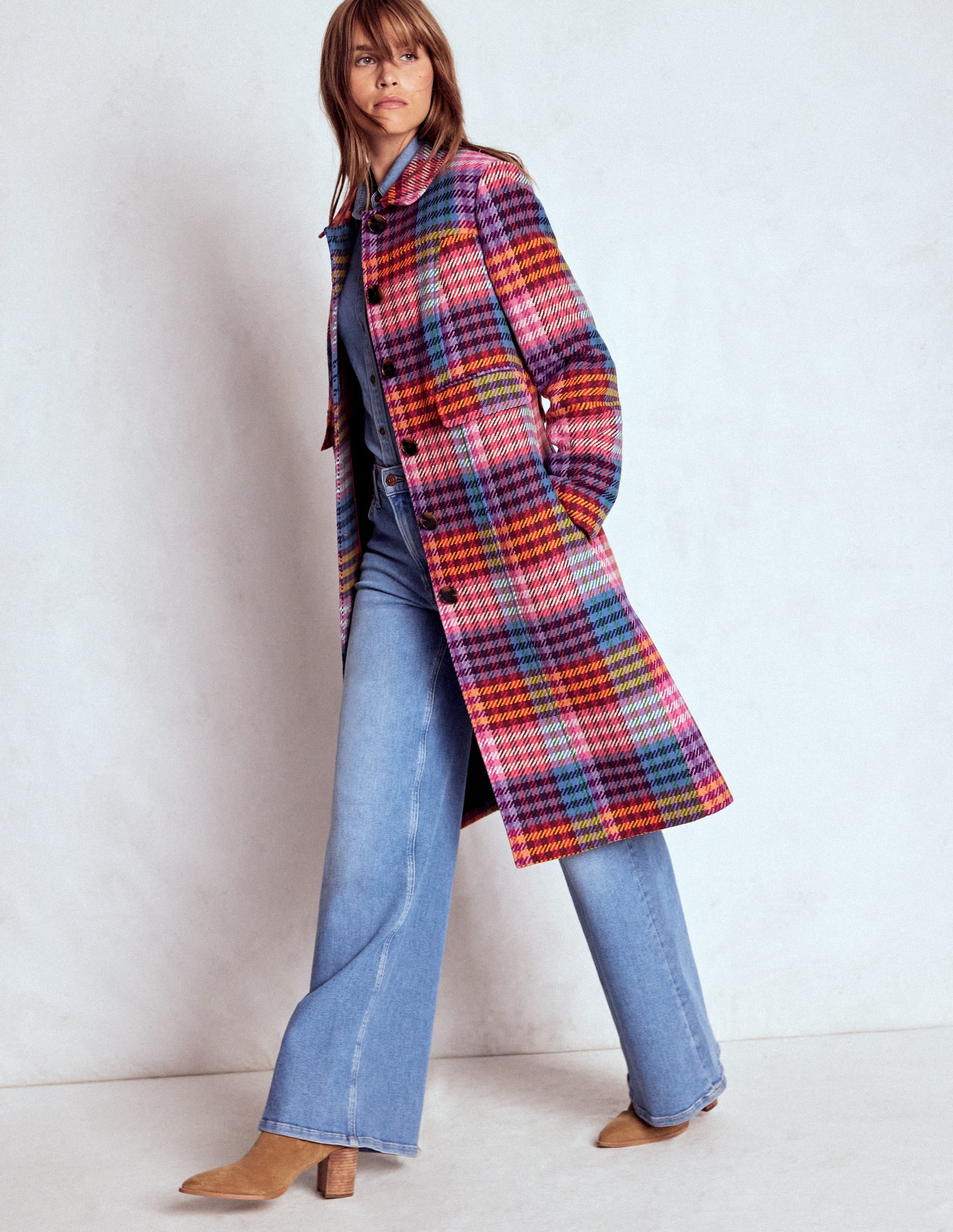 St Albans Coat-Rainbow Blanket Multi Gingham | Boden (US)