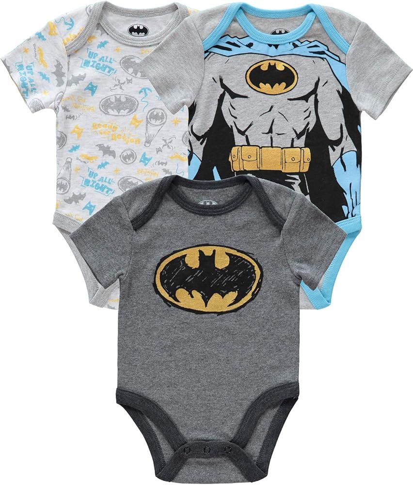 DC Comics Boys' Baby Batman Onesies Short Sleeve Bodysuit Bat Logo Printed | Amazon (US)