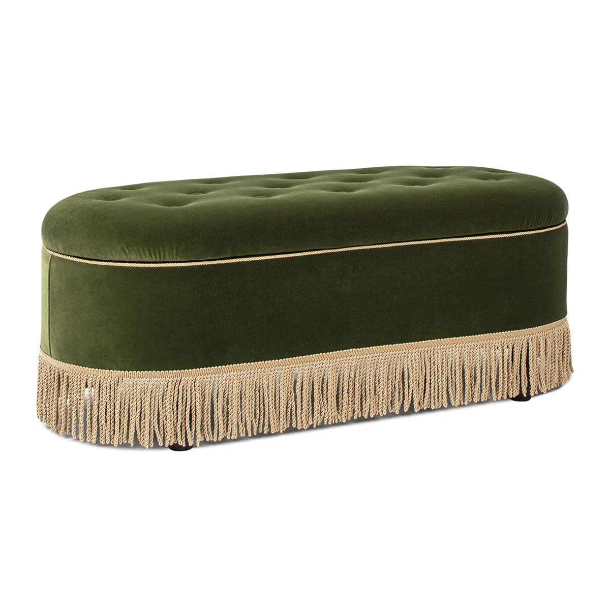 Oval Tufted Bullion Fringe Storage Bench | Wayfair North America