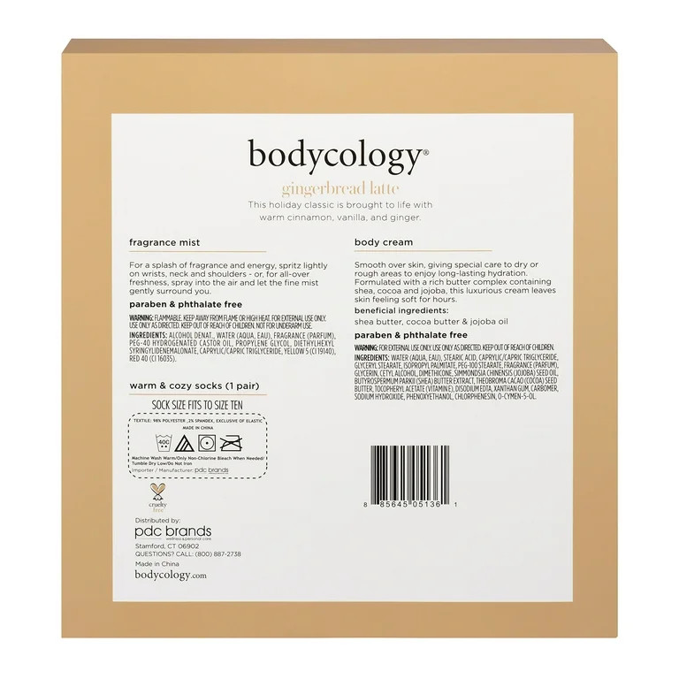 Bodycology Gingerbread Latte Warm and Cozy Sock Set, 3 Pieces - Walmart.com | Walmart (US)