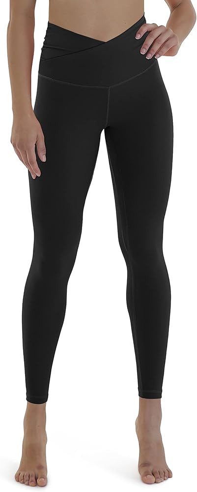 ODODOS Women's Cross Waist Yoga Leggings with Inner Pocket, Sports Gym Workout Running Pants -Inseam | Amazon (US)