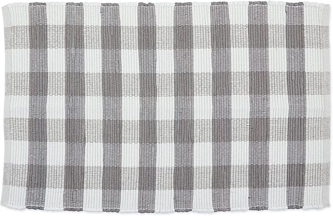 DII Buffalo Check Rug Collection, Hand Dyed Reversible Chindi Rug, 26x40, Gray | Amazon (US)