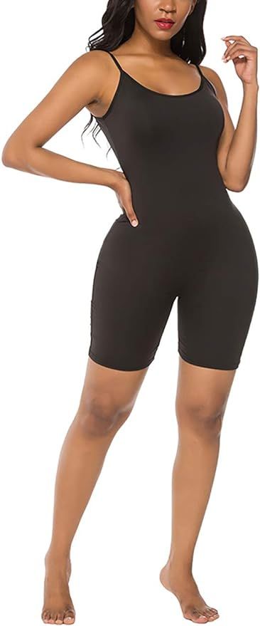 Amiliashp Women's Spaghetti Strap Tank Top Short Jumpsuit Rompers Bodysuit One Piece Catsuit | Amazon (US)