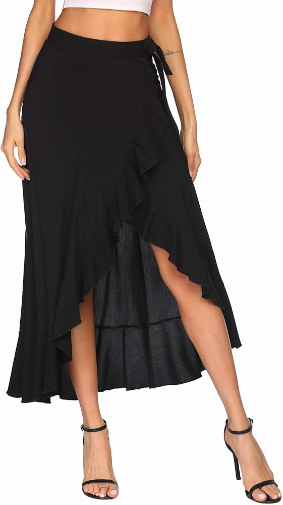 Meaneor Women's Wrap Skirt Beach Sarongs Cover Up High Waist Summer Skirts with Slit | Amazon (US)