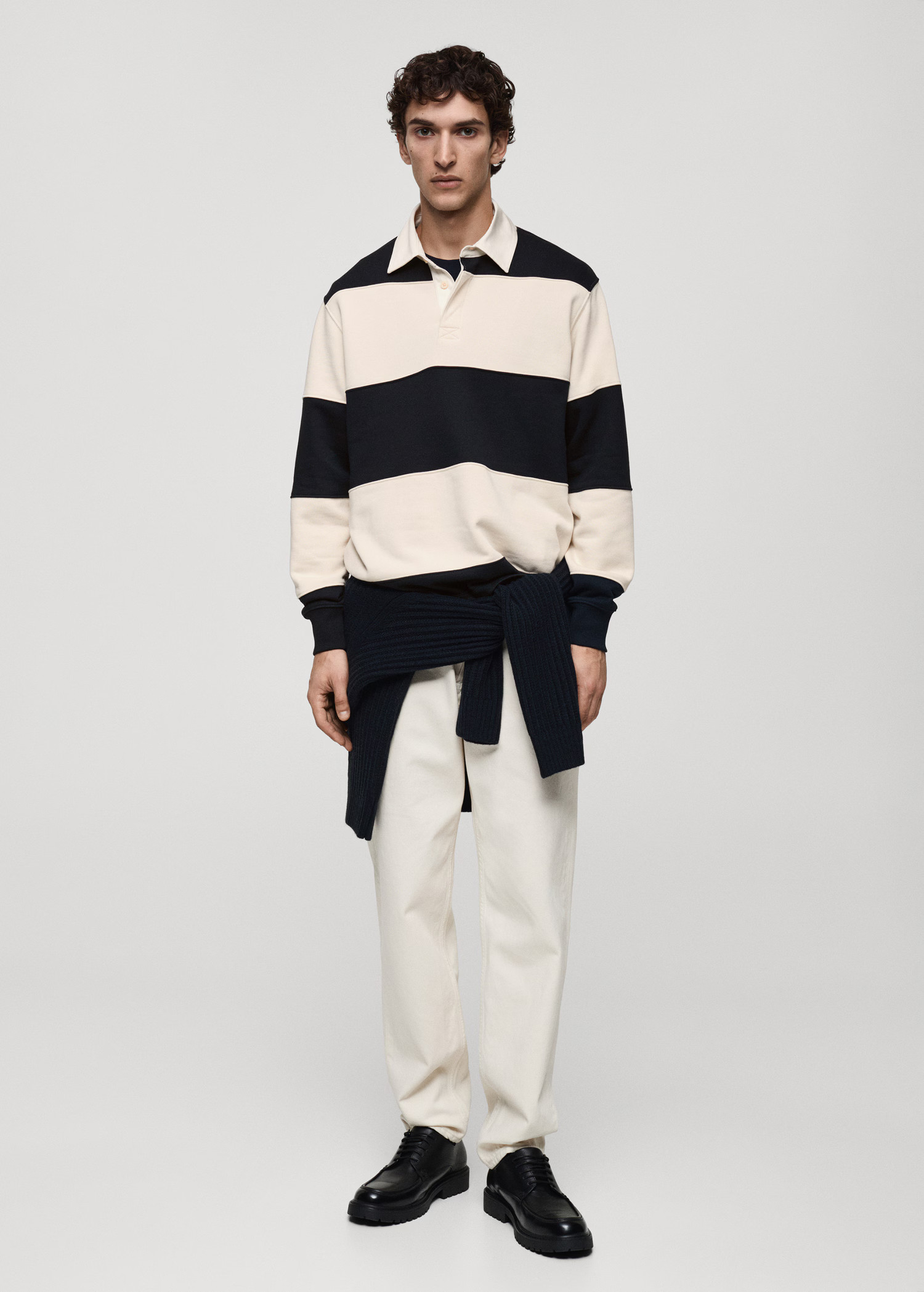 Striped polo-neck sweatshirt | MANGO (UK)
