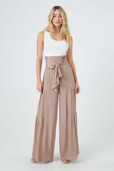 Tiered Tie-Front Wide-Leg Pants | Forever 21