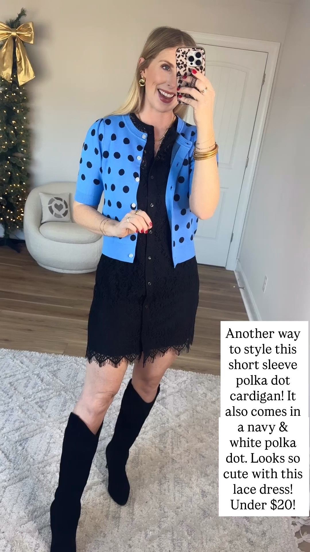 Walmart try on, short sleeve polka dot cardigan, lace dress

Small in both 

#LTKootd #LTKFindsUnder50