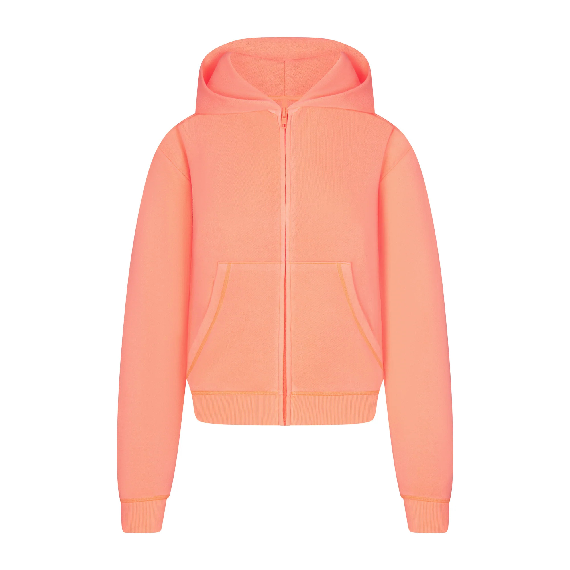 MODAL FRENCH TERRY CLASSIC ZIP UP HOODIE | NEON ORANGE | SKIMS (US)