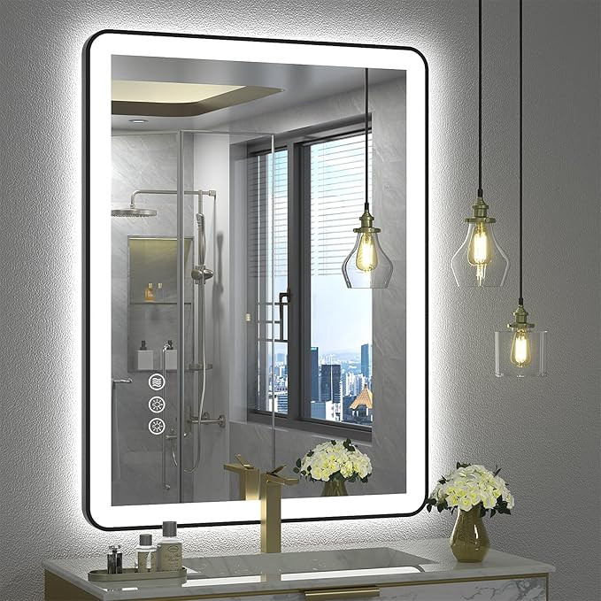 28"x36" LED Bathroom Mirror with Independent Backlit and Front Lights, Dimmable Vanity Mirror for... | Amazon (US)