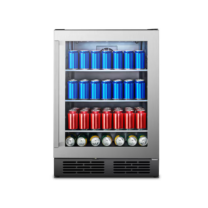 Hisense 23.43-in W 140-Can Capacity Stainless Steel Built-In/Freestanding Beverage Refrigerator w... | Lowe's