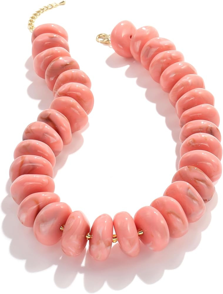 Colorful Chunky Beaded Necklace for Women,Large Acrylic Bead Choker Statement Necklace Cute Trend... | Amazon (US)