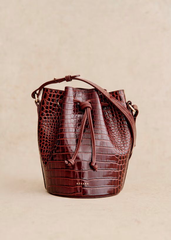 Farrow Mini Bag - Chocolate Croco Print  - Bovine leather - Sézane | Sezane Paris - US